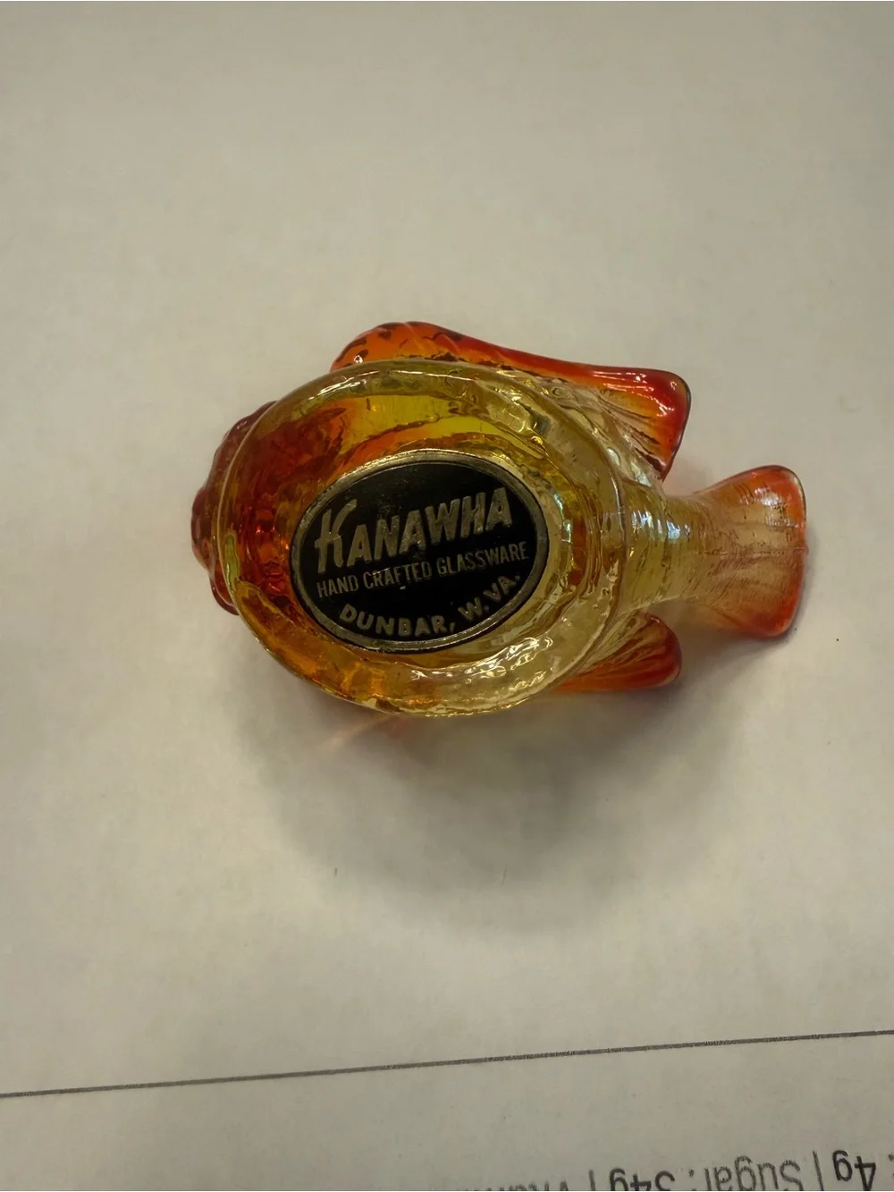 Kanawha Salt Cellar Amber-Orange Glass 3” Bird with Berry Figurine Hand Blown #5